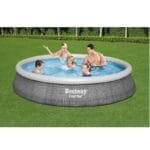 Piscina fuori terra rotonda gonfiabile da giardino pompa filtro 396x84 cm grigio - immagine 2