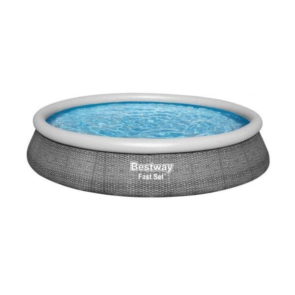 Piscina fuori terra rotonda gonfiabile da giardino pompa filtro 396x84 cm grigio - immagine 5