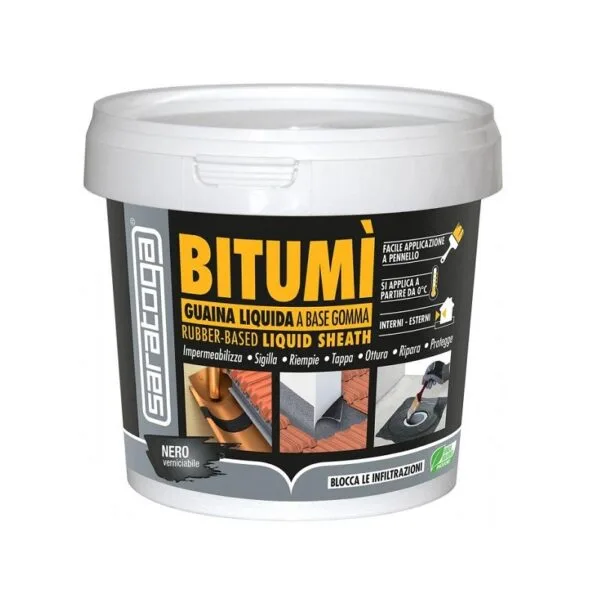 Guaina Liquida Impermeabilizzante Nera Saratoga Bitumi' protettiva 750 ml - immagine 1