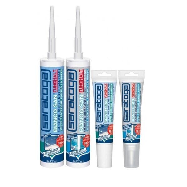 Silicone Sigillante antimuffa FungHalt Saratoga Bianco Trasparente per Sanitari Bagni e Cucine - immagine 1
