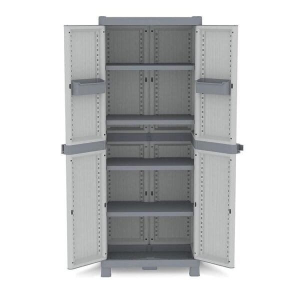 Armadio da esterno Tuttopiani 2 ante 4 ripiani Base2700 Terry 70x43,8x181,8 cm - immagine 2