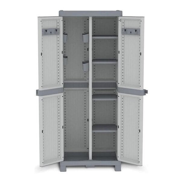 Armadio portascope 2 ante Terry da esterno balcone Grigio 70x43,8x181,8 cm - immagine 2