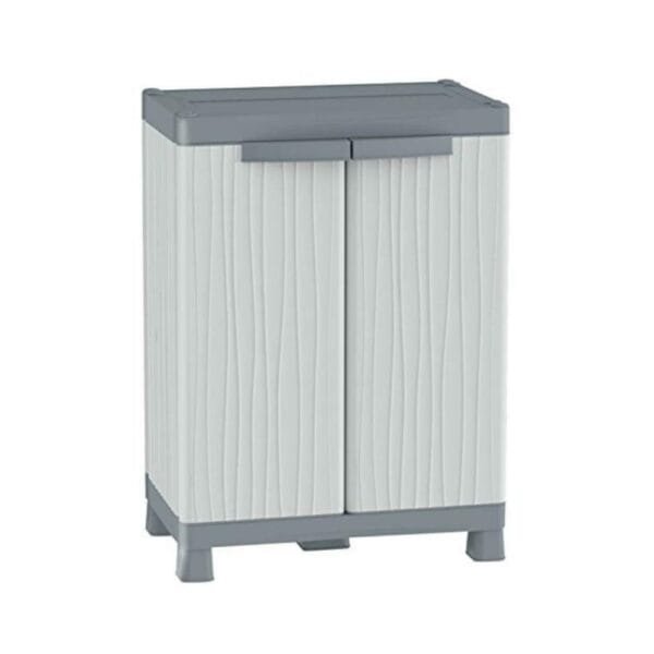 Armadio basso a 2 ante in resina grigio tuttopiani da esterno 70x43,8x97,6 cm - immagine 1
