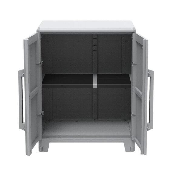 Armadio tuttopiani 2 ante 1 ripiano modulabile Armadietto basso esterno Grigio - immagine 2