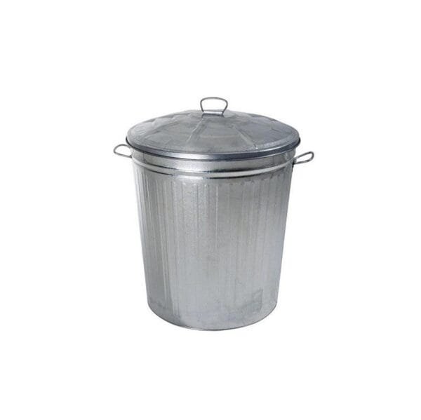 Bidone zincato con coperchio pattumiera rifiuti per esterno giardino 62 Litri - immagine 2