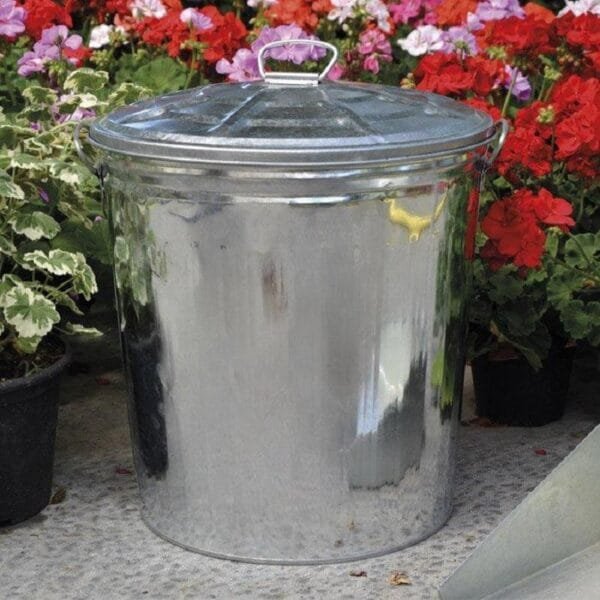 Bidone zincato con coperchio pattumiera rifiuti per esterno giardino 62 Litri - immagine 1
