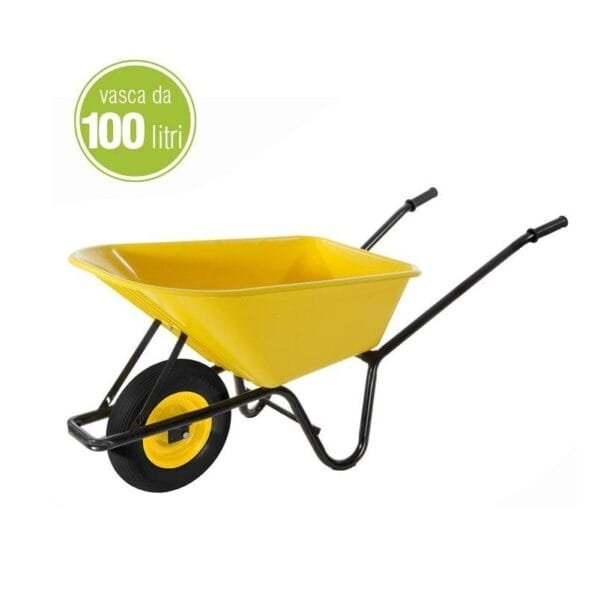 Carriola edilizia Vasca in PVC struttura in acciaio ruota pneumatica 150kg 100lt - immagine 1