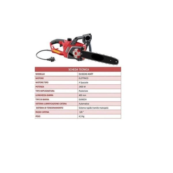 Elettrosega Motosega elettrica Dunsch Taglia Rami Giardino Barra 40cm 2400W - immagine 3