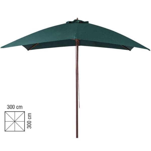 Ombrellone da Giardino Quadrato con palo centrale in Legno Verde scuro 3x3 mt - immagine 1