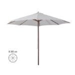 Ombrellone in legno rotondo palo centrale giardino terrazzo balcone Ecru Ø 3 MT