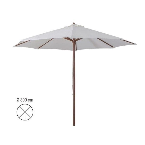 Ombrellone in legno rotondo palo centrale giardino terrazzo balcone Ecru Ø 3 MT - immagine 1
