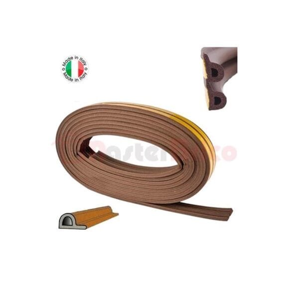 GUARNIZIONE ADESIVA PARAFREDDO MARRONE 6 MT PARASPIFFERI PORTE FINESTRE IN GOMMA - immagine 1