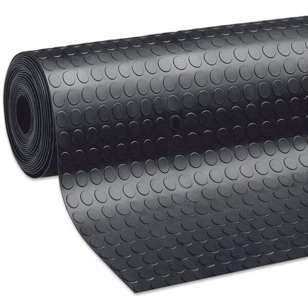Pavimento in gomma bullonata Tappeto Antiscivolo Bollo Nero Lunghezza 3MT h125cm - immagine 1