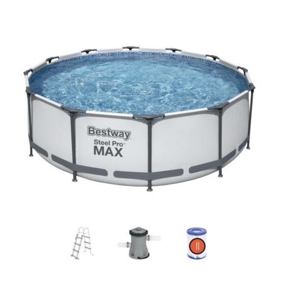 Piscina fuori terra rotonda Bestway Steel Pro MAX con pompa scaletta 366x100 cm - immagine 1