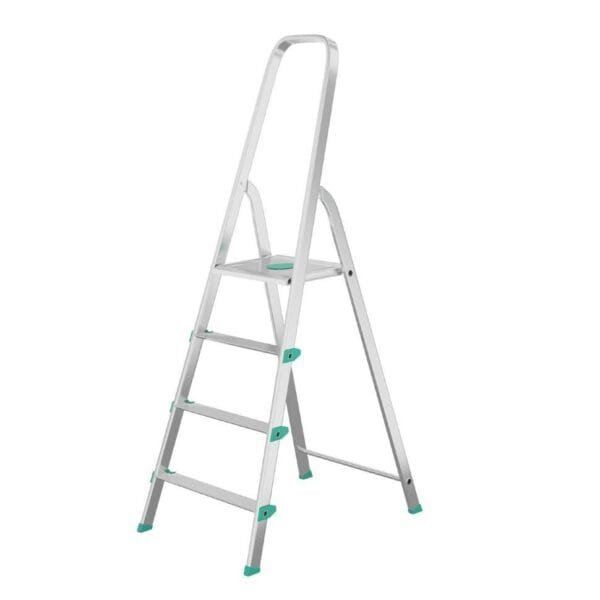 Scala in alluminio 4 gradini antiscivolo a libretto domestica portata 150kg EN131 - immagine 1