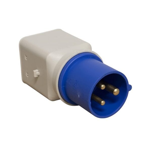 Spina a muro da parete adattatore presa industriale IP67 2P+T 16A 230V Blu - immagine 1