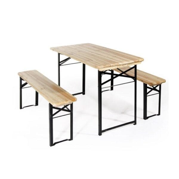 Set Tavolo Birreria con 2 Panche in Legno Pieghevole Esterno Giardino 80x200 cm - immagine 1