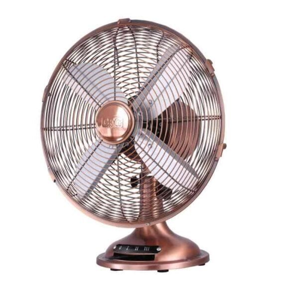 Ventilatore da tavolo in metallo rame 4 pale oscillante 3 Velocità 30cm 35W - immagine 1