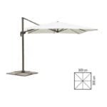 Ombrellone da giardino 3x3 a braccio decentrato reclinabile telo 280gr Deluxe