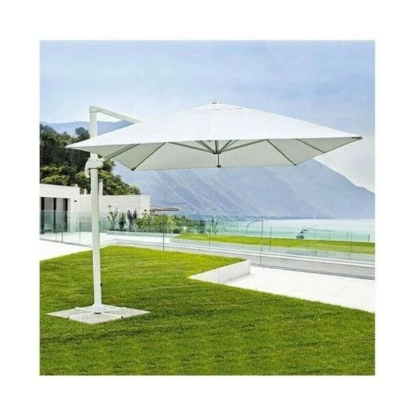 Ombrellone da giardino 3x3 a braccio decentrato reclinabile telo 280gr Deluxe - immagine 5