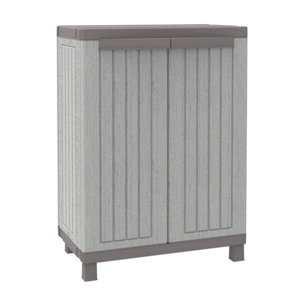 ARMADIO RESINA TERRY C-WOOD680 BASSO Armadio basso da esterno armadietto in resina 2 ante ripiano regolabile Terry - immagine 1